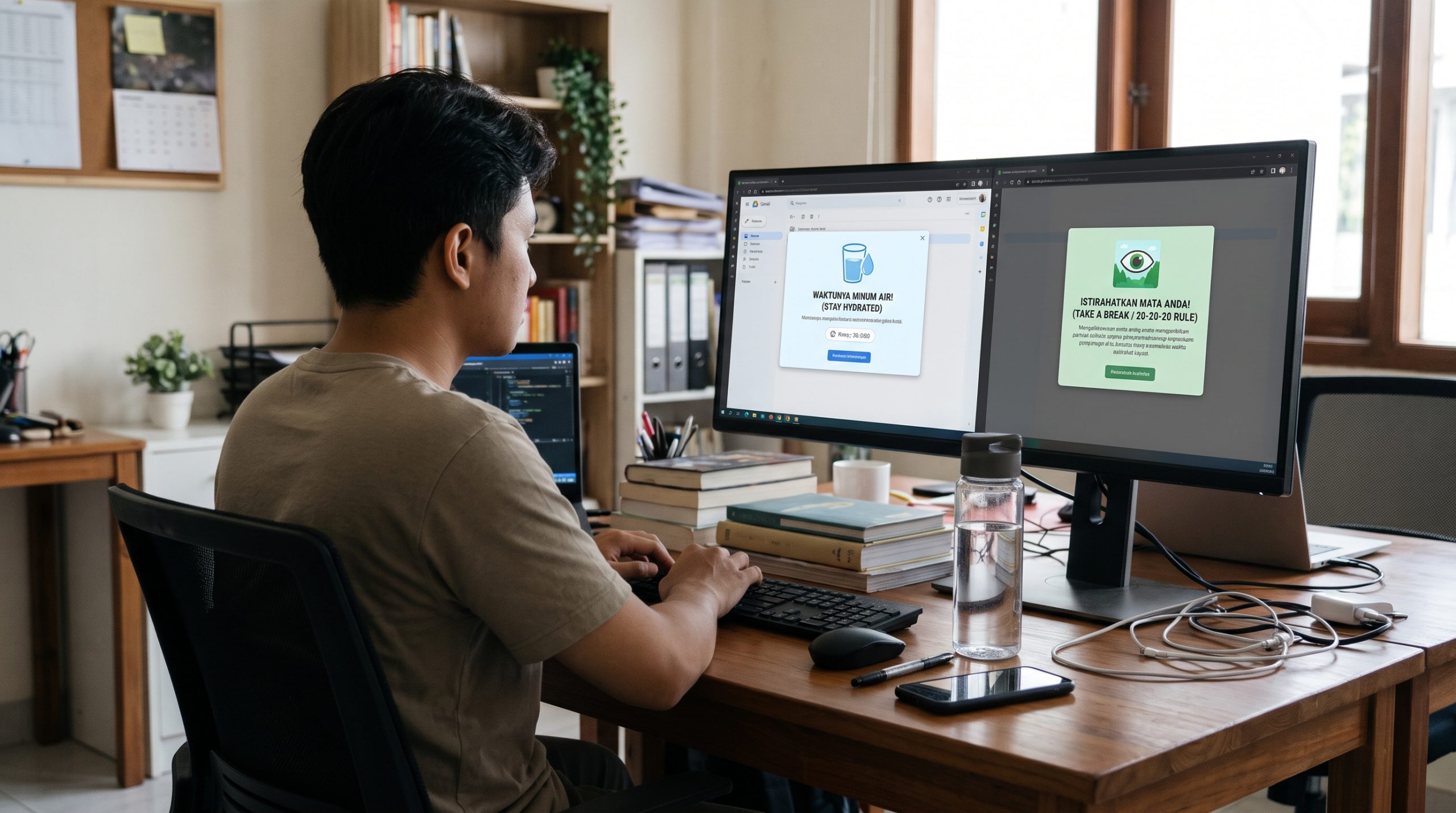 5 Aplikasi Pengingat Minum Air dan Istirahat Mata Otomatis di Layar PC